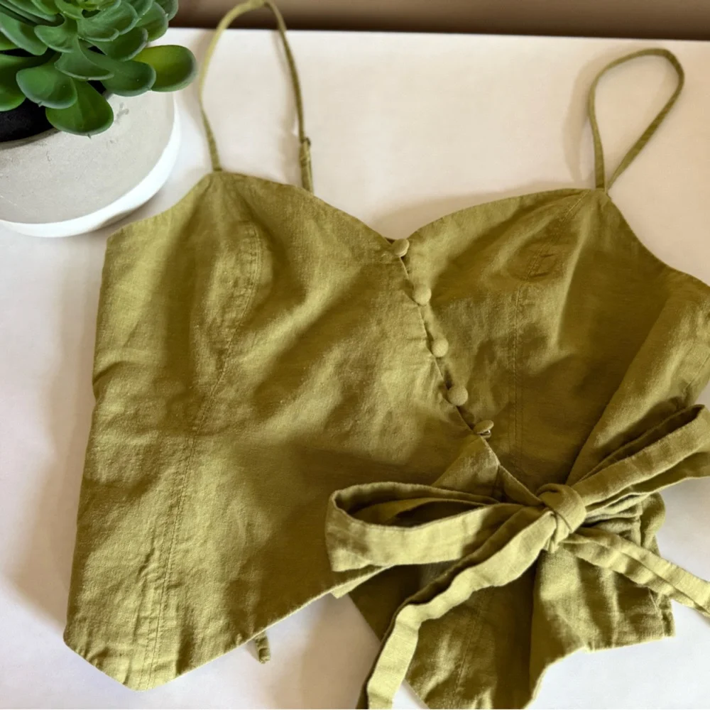 Urban Outfitters Green Asymmetrical Camisole with Tie Front - Picture 1 of 5